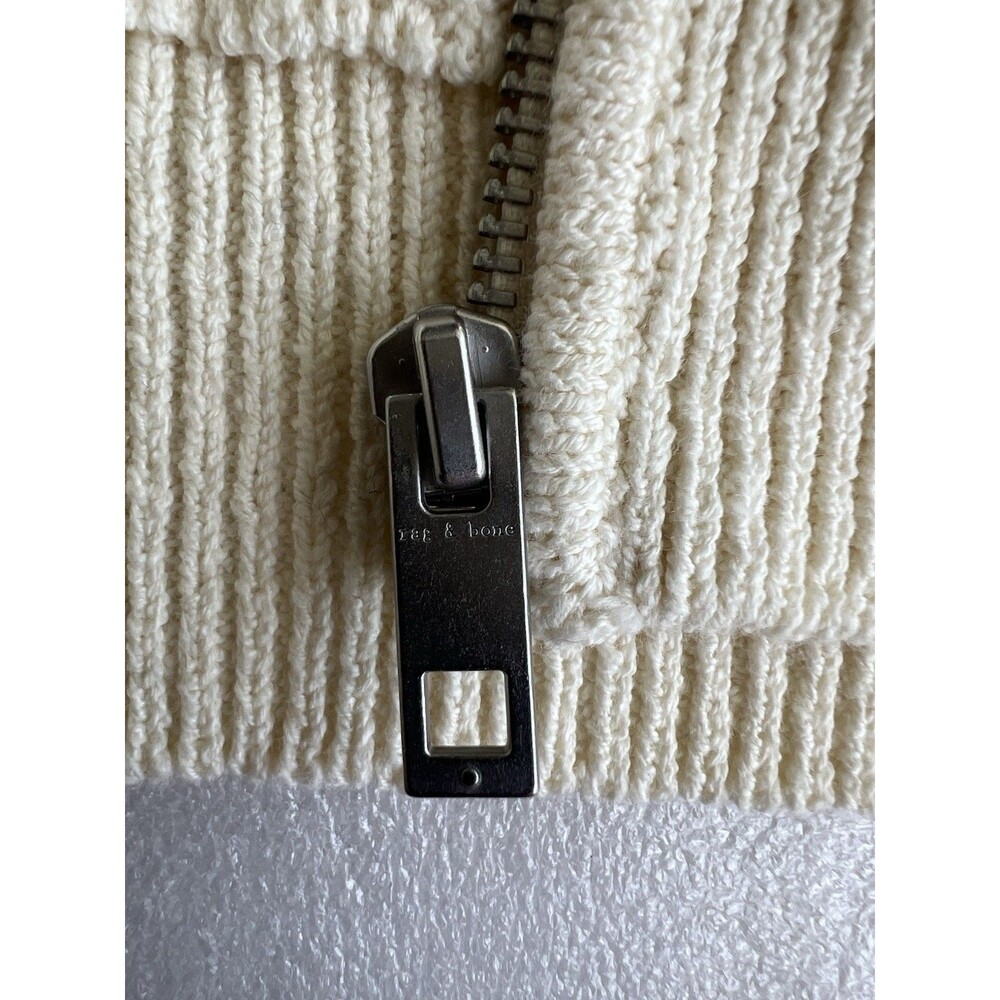 Women’s L Rag & Bone Adrienne Open Knit ivory Zip Hoodie Minimalist Fisherman - Picture 16 of 16